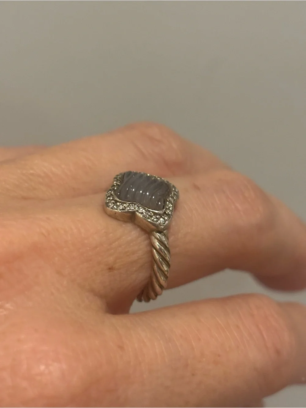 David Yurman Albion Hematite and Pavé Diamond ring, Sterling Silver